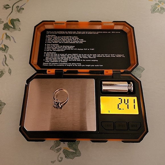 Vintage 80's 14k YG Diamond, Ruby, & Sapphire Spray Ring - Picture 8 of 8